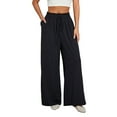 thumbnail image 2 of Michellecmm Women Wide-Leg Pants Solid Color Drawstring High Waist Loose Trousers Spring Summer Casual Straight Sweatpants, 2 of 9