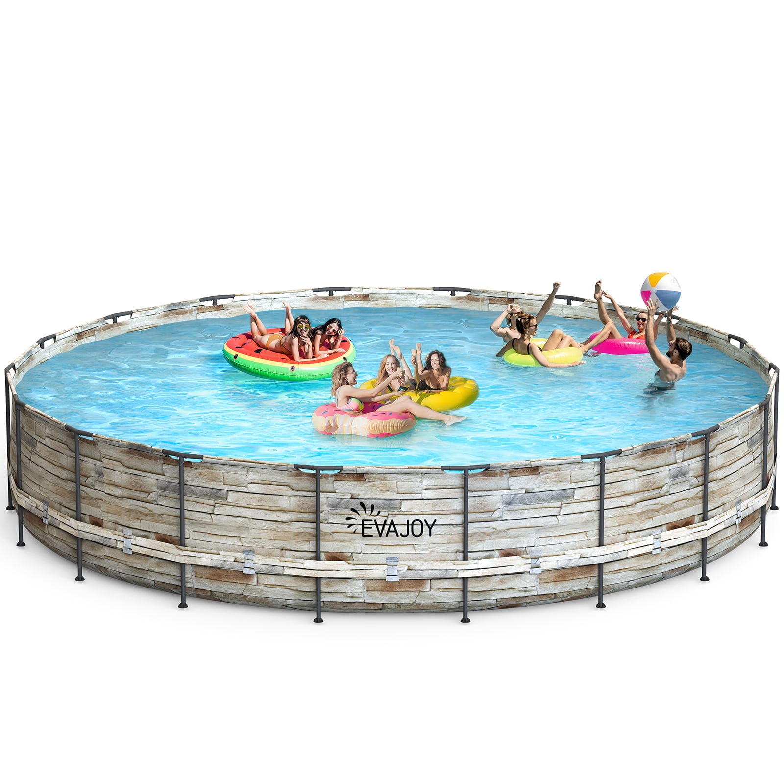 Evajoy 24ft x 52in Elite Round Above Ground Frame Outdoor Swimming Pool