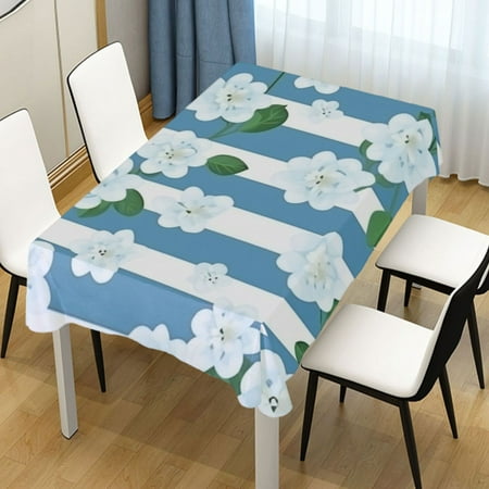 

Ryvnso Flowers on Stripes Rectangle Table Cloth Tablecover Dinning Tablecloth 60 x120