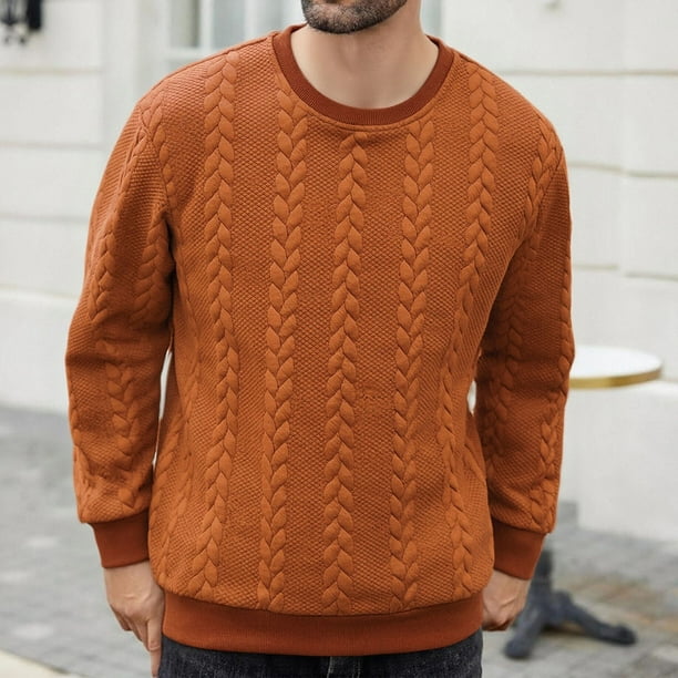 pstuiky camisas de hombre de manga larga, Blusa/camiseta informal y moderna de color liso con cuello redondo y manga larga para hombre top de hombre m