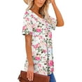 thumbnail image 3 of ONLYSHE Women's Plus Size Short Sleeve T Shirts Floral Dressy Tops Casual V Neck Tunic Blouse for Women, 3 of 7