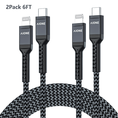 USB C to Lightning Cable 6ft 2Pack, Aione USB C iPhone Cables Braided Type C iPhone Charger Cord PD Fast Charging Cable Compatible iPhone 11 12 13 14 Pro Max X XS XR 8 7 6s Plus SE, iPad
