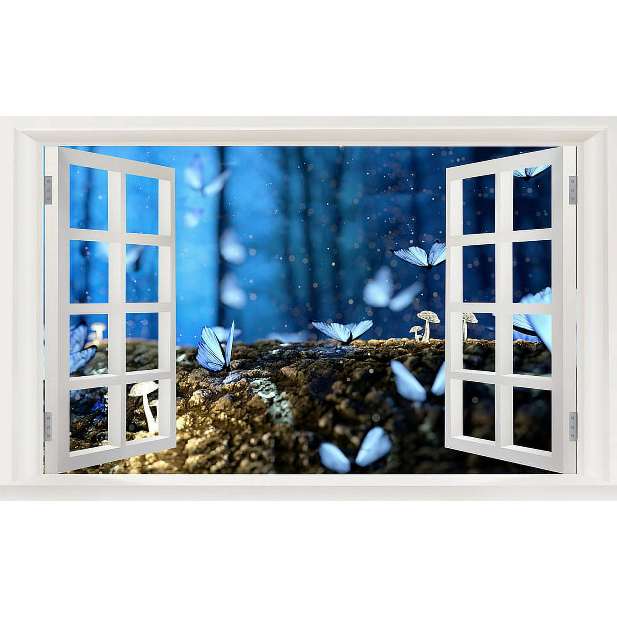3D Wall Murals Art Decals Decorator-Forest Night with Sunlight (35" X 22")