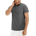 thumbnail image 3 of JWD Classic henley style Three button henley closure, Mens Henley Short Sleeve T-Shirt Cotton Casual Shirt Mens ShirtsSummer Daily T-Shirts, 3 of 4