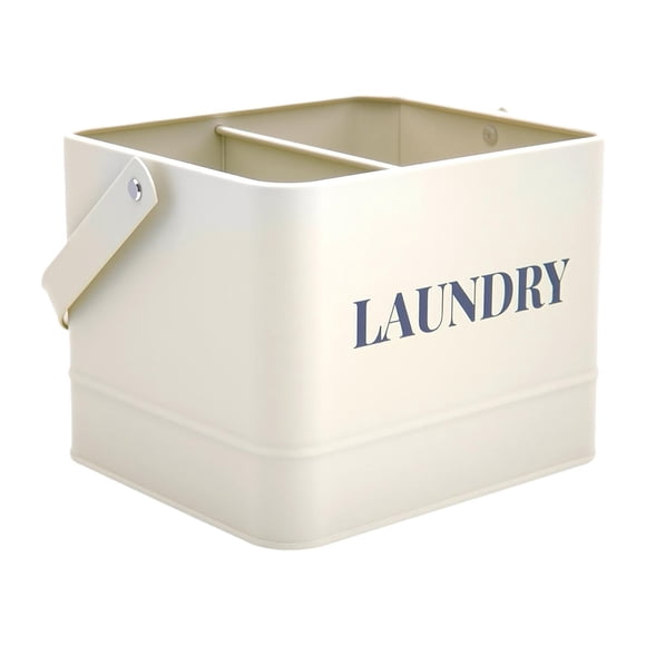 Contenedor de detergente para ropa, caja de almacenamiento de detergente para ropa, 2 compartimentos, decoración de hierro, contenedor de