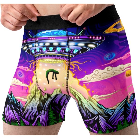 Mens Womens Alien Spaceship Boxer Brief Fun Novelty Underwear Gift
