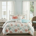 thumbnail image 3 of Home Essence Ocean View 6 PC Cotton Sateen Duvet Cover Set, King, Coral, 3 of 19