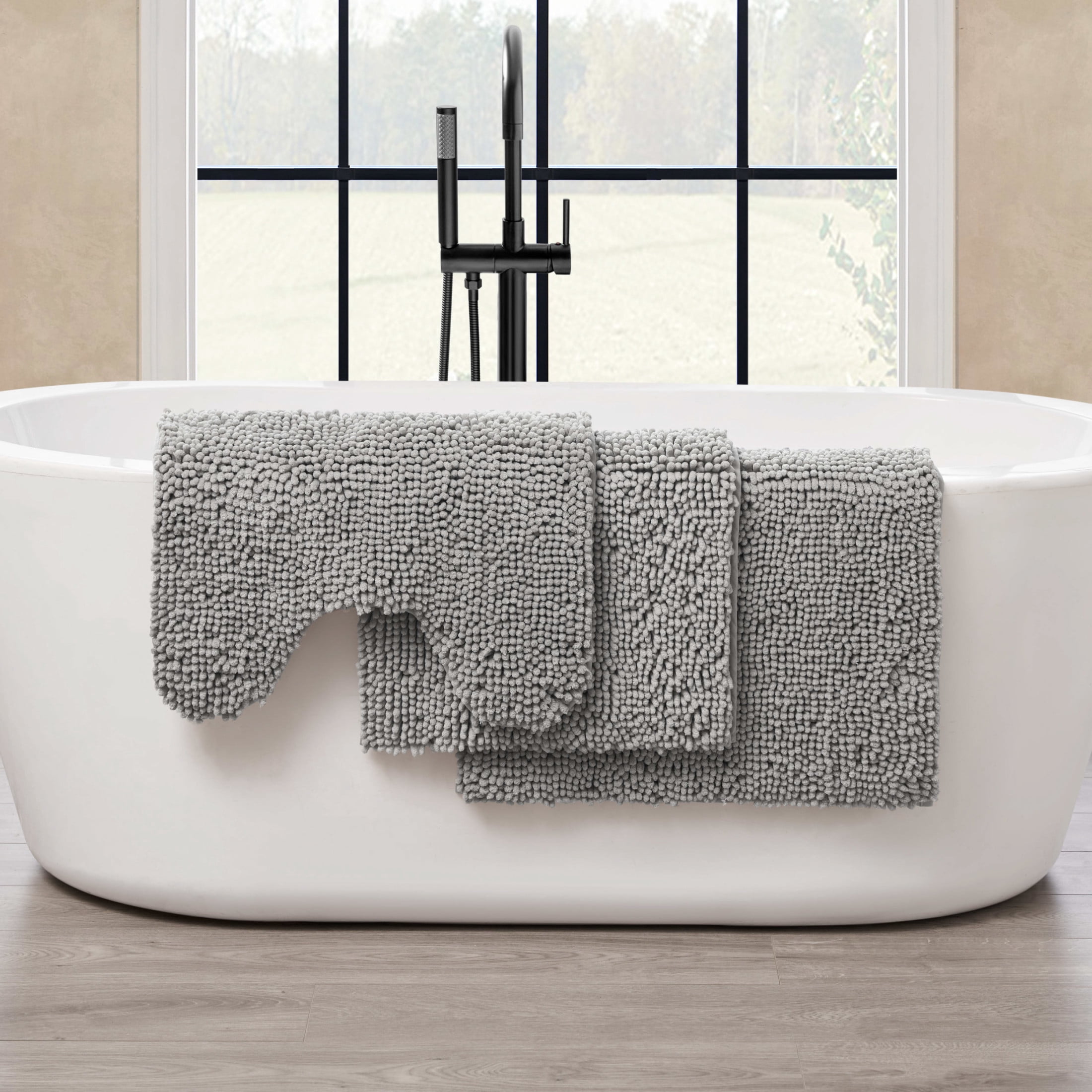 Resort Collection Chenille Plush Loop Bath Mats, 3-Piece Set
