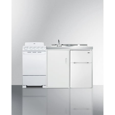 All-in-one combination kitchenette with refrigerator-freezer  sink  storage cabinet  and coil range