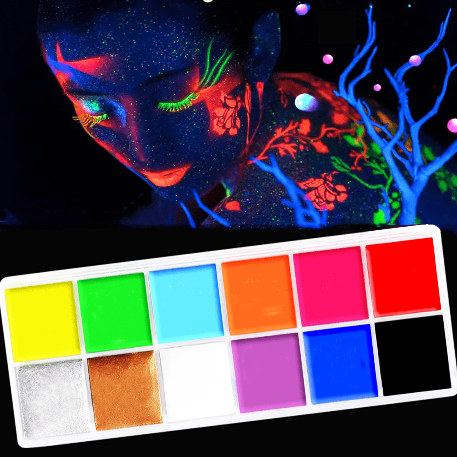 MayBud UV Neon Face Paint Glow In The Dark Paint Black Light Body Paint