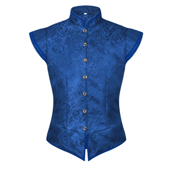 Men's Renaissance Tudor Vest Costume Medieval Ren Faire Jerkin Vest Vintage Brocade Jacquard Waistcoat for Halloween