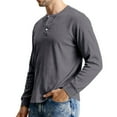 thumbnail image 4 of QHRMKOG Henley Shirts for Men Thermal Basic Color Long Sleeve Shirt Classic Fit Casual T-Shirt Trendy Pullover Tops Gray 2XL, 4 of 9