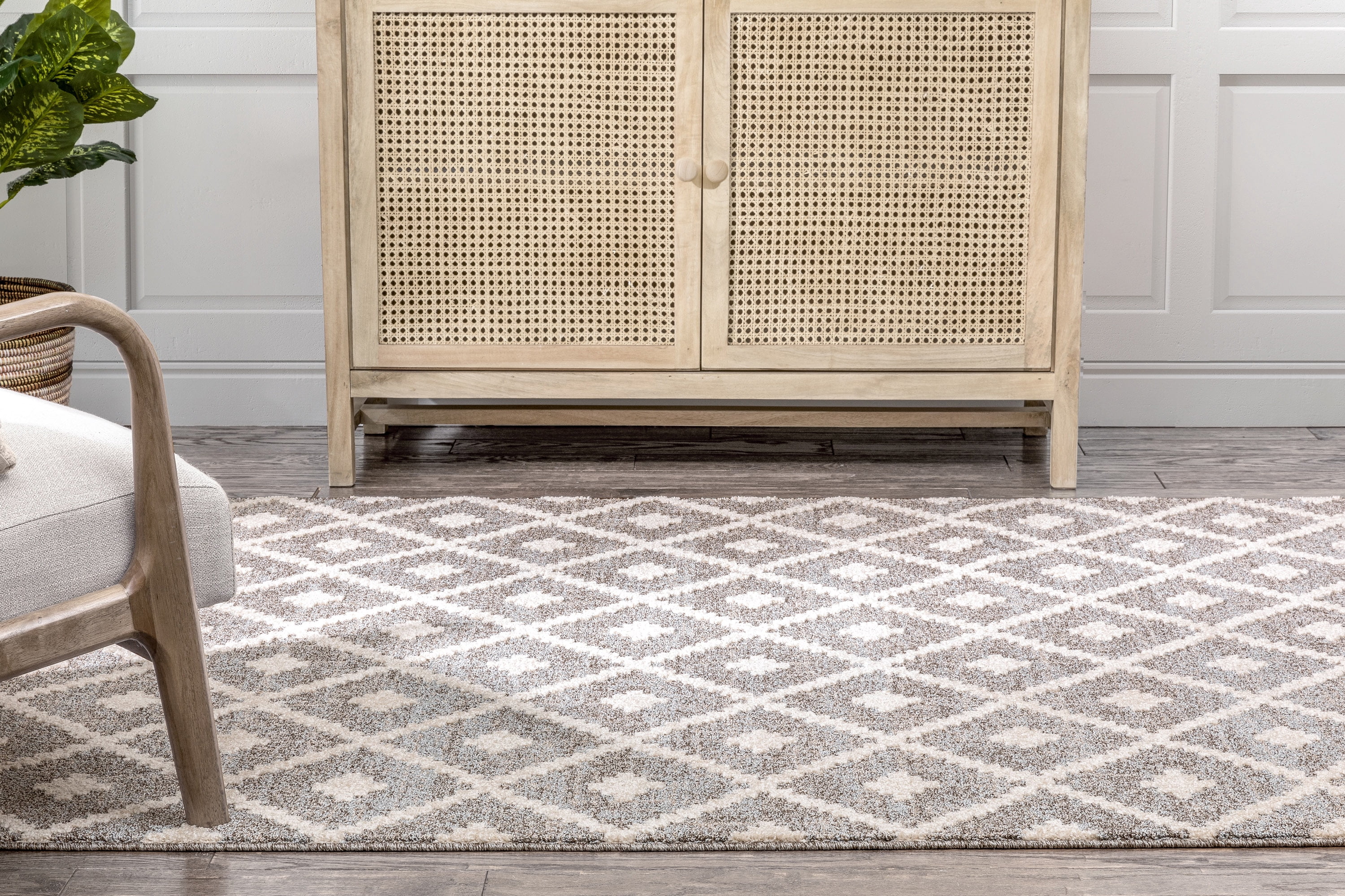 Well Woven Harlow Ailey Moroccan Lattice Trellis Ivory 5'3" x 7'3" Area Rug
