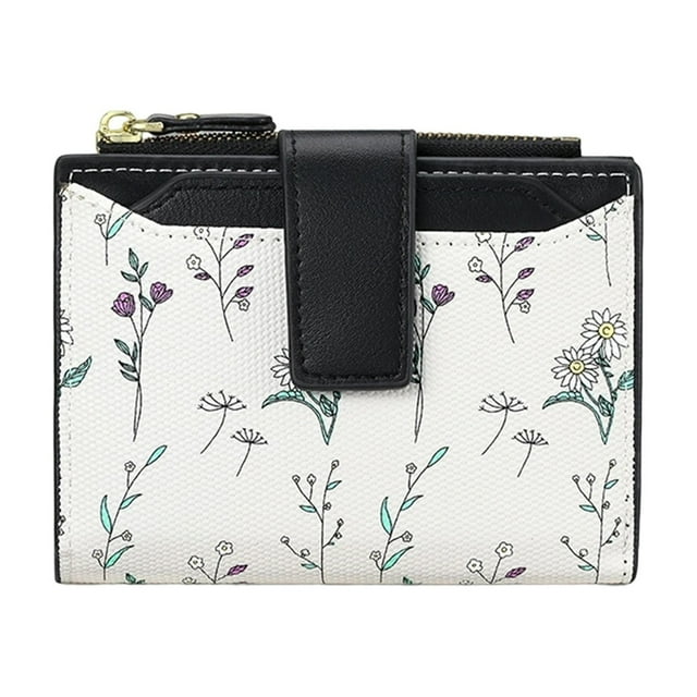 Floral Purse for Women RFID Blocking Compact Zippered Wallet with Card Slots Multifunctional Travel