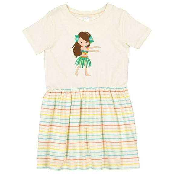 Inktastic Brown Haired Hula Girl Girls Toddler Dress