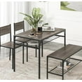 thumbnail image 4 of Demi Bonn 4-Piece Dining Table Set with Bench and 2 Chairs, 43"dustrial Kitchen Table with Metal Frame and Storage Rack, Perfect for Small Space, Walnut, 4 of 12