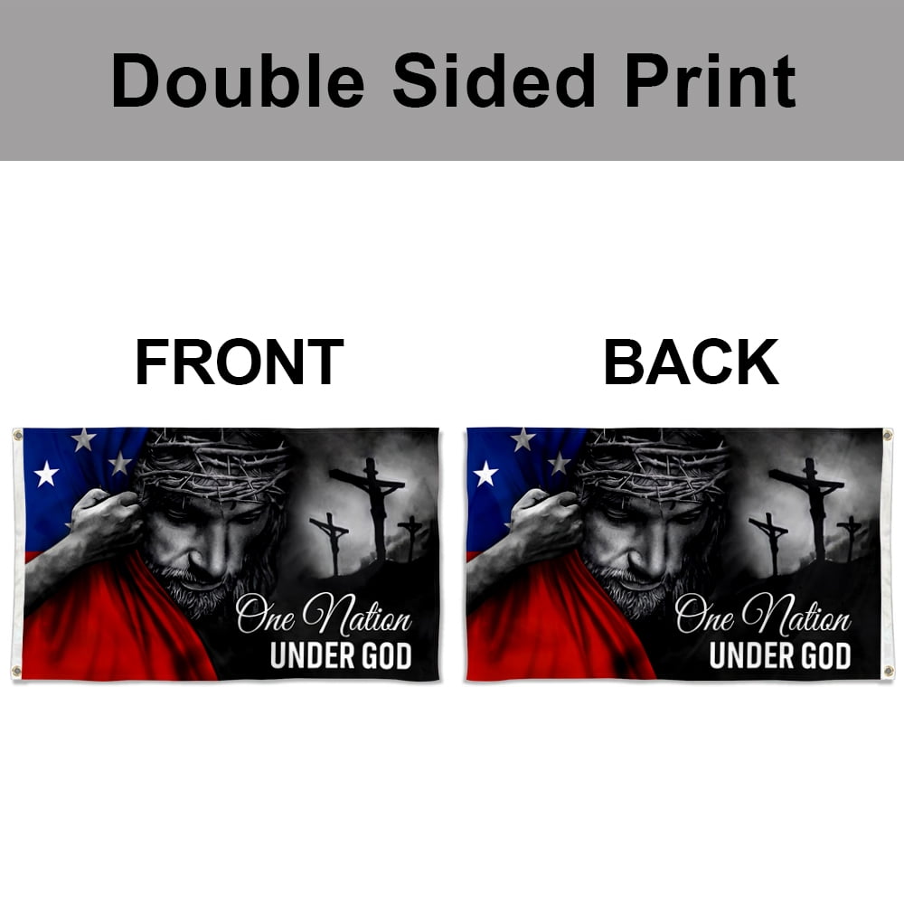 Dutern Double Sided Eagle Cross Nation Under God flag Bless American Faith Christians Jesus Banner 3 Ply with Brass Grommets 3x5 Feet