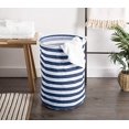 thumbnail image 3 of DII 13.5x20" Round Modern Cotton Stripe Laundry Hamper in Nautical Blue, 3 of 3