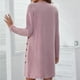 thumbnail image 4 of Vestidos de otoño para mujer con botones laterales y cuello redondo, vestido tipo túnica con vuelo, vestidos casuales (rosa), XL, 4 of 6