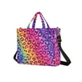 thumbnail image 2 of Wobogo Rainbow Leopard Corduroy Tote Bag for Women Travel Crossbody Bag Purse Women Shoulder Bags Work Handbags Daily Commuter Bag 10.2×9inch, 2 of 8