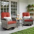 thumbnail image 2 of Ovios 3 Pieces Patio Furniture Set 2 Swivel Rocking Chairs Wicker Glider Chairs with Side Table for Backyard or Balcony, 2 of 8