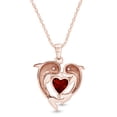 thumbnail image 3 of AFFY Mother's Day Gift Heart Simulated Ruby & White Cubic Zirconia Heart Frame Double Dolphin Pendant Necklace In 14k Rose Gold Over Sterling Silver, 3 of 5