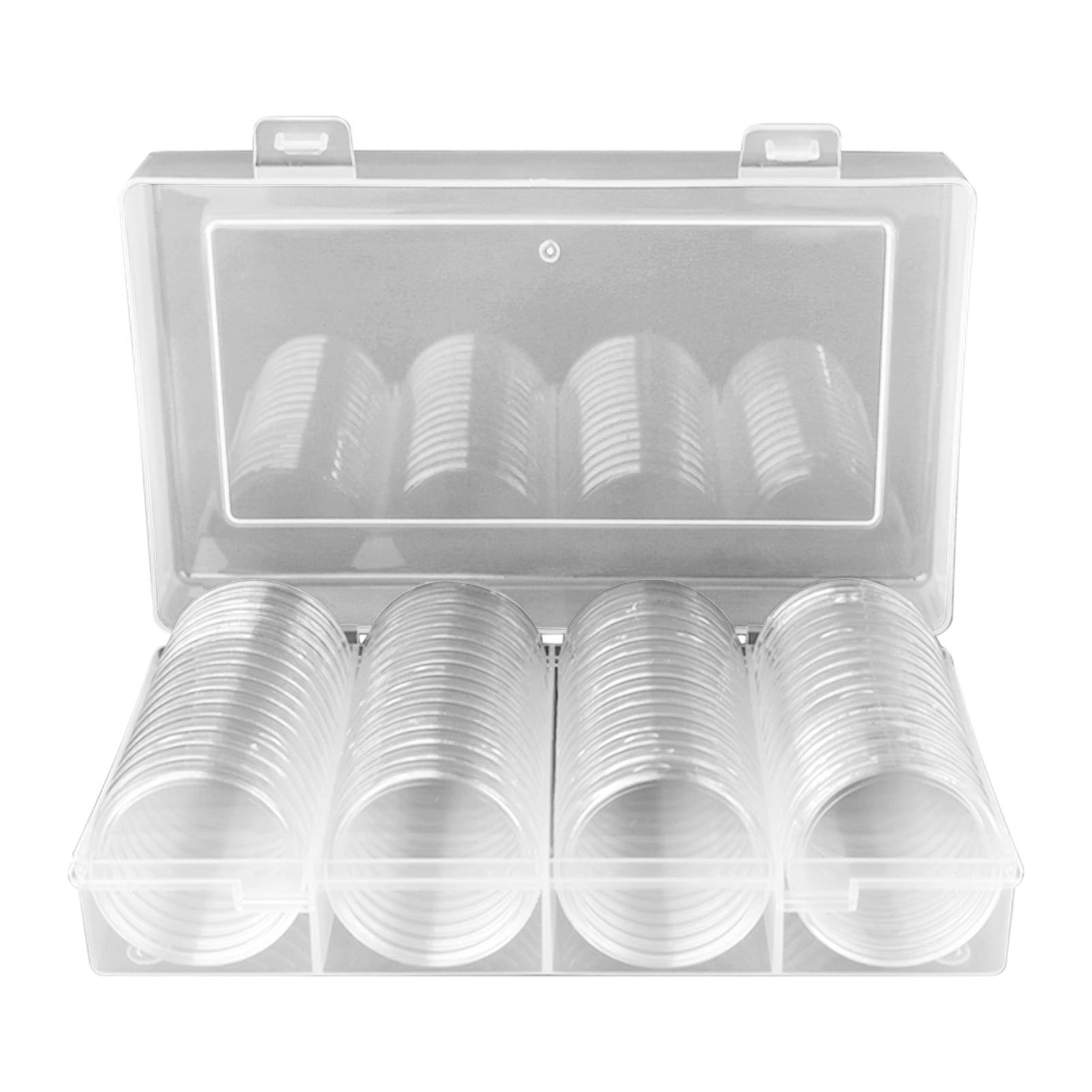 100pcs Clear Coin Capsules Coin Storage Boxes Container Display Case 15 Sizes 