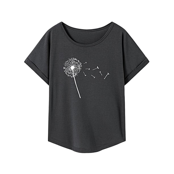 Camiseta de manga corta para mujer, camiseta con cuello redondo para caminar por la calle y acampar S