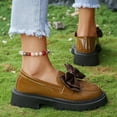 thumbnail image 5 of Miluxas Women's Leather Platform Loafers with Bow - Chunky Trendy Slip-On Dress Shoes for Work & Casual Wear Khaki 9.5(43), 5 of 9
