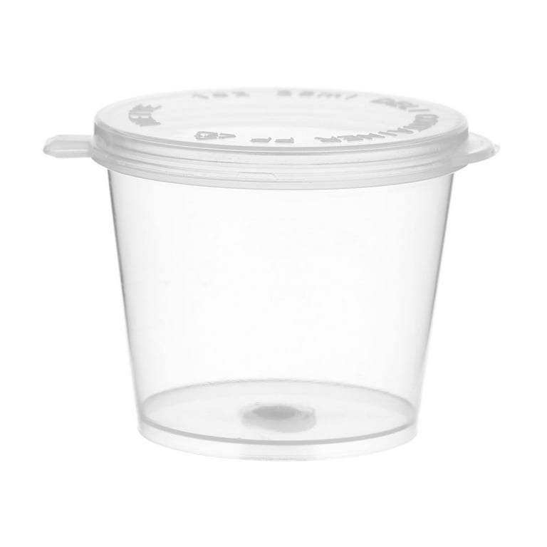 [50 Pack] 1 Oz Leak Proof Plastic Condiment Souffle Containers with  Attached Lids - Plastic Disposable Portion Cup with Hinged Lid