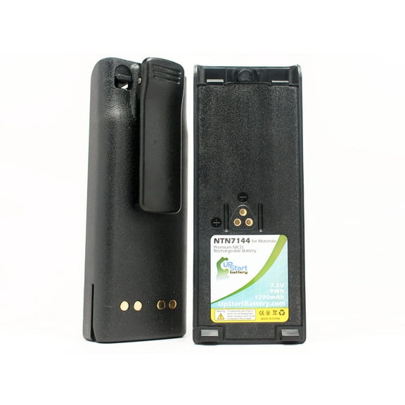 2x Pack - NTN7143, NTN7144 Battery with Clip for Motorola HT1000, MTS2000, MTX8000, NTN7143B Two-Way Radio (1200mAh, 7.5V, NI-CD)