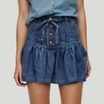 thumbnail image 2 of HXWCHs Denim High Waist A Line Pleated Mini Skirt for Women Casual Summer Versatile Skirt Blue L, 2 of 4