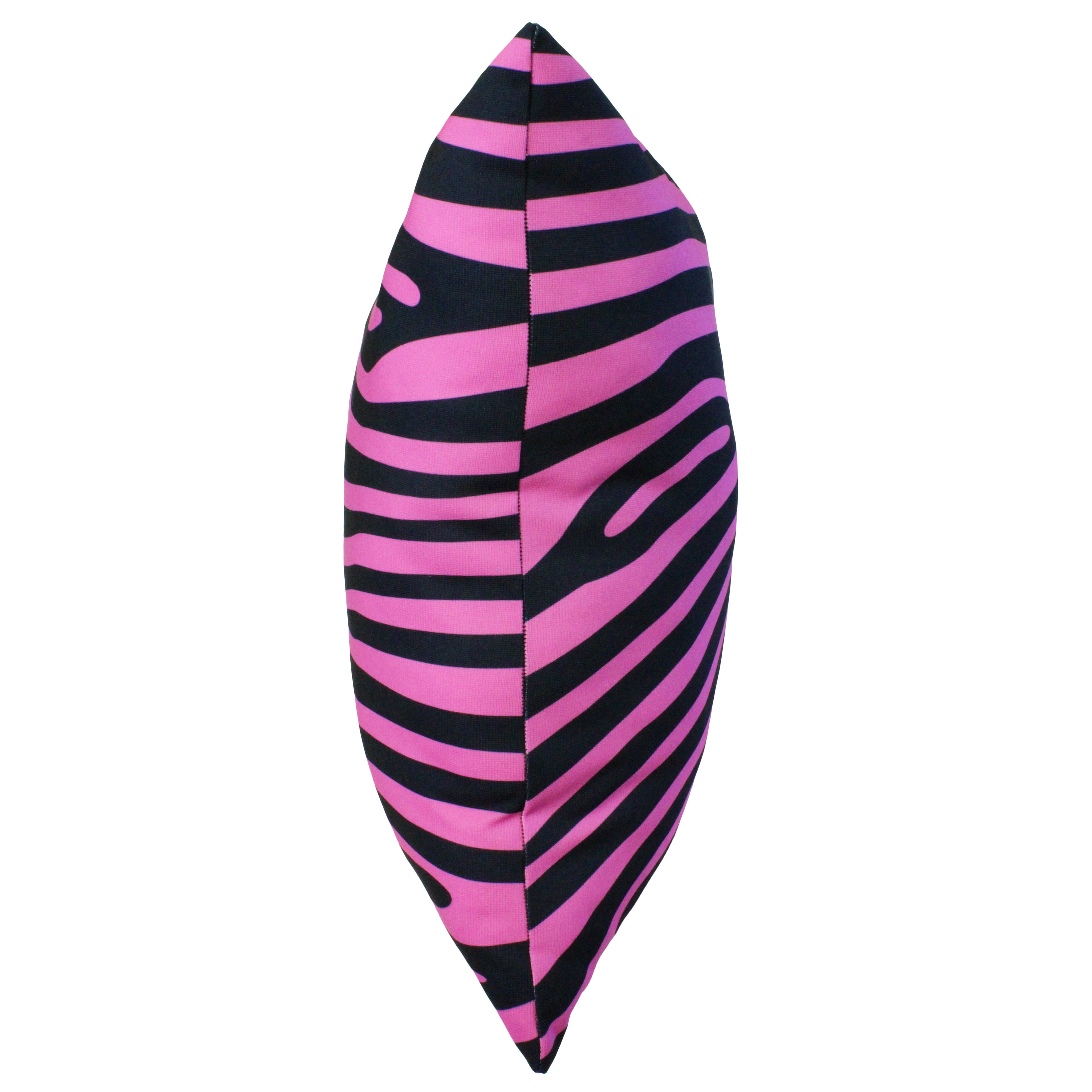 Everything Comfy Zebra Print Decorative Throw Pillow, 16x16 Inch, Pink/Black,