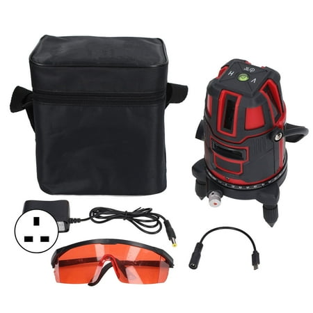 

5 Line Laser Level 360 Degree Self Leveling Red Light Level Horizontal and Vertical Beam Tool 100‑240V UK Plug