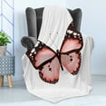 thumbnail image 4 of Pale Pink Soft Flannel Fleece Throw Blanket, Butterfly Natural Beauty Animal Free Wings Valentines Lovers Theme, Cozy Plush for Indoor and Outdoor Use, 70" x 90", Dark Brown White, by Ambesonne, 4 of 5