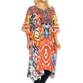 thumbnail image 4 of Sakkas Jenni Women's Mid Length Boho Caftan Kaftan Dress Cover up Flowy Rhinestone - IR2-Red - One Size Regular, 4 of 5