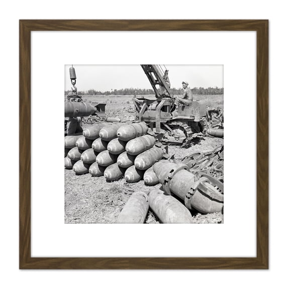 War WWII USA 500lb Dive Bomber Bombs Photo 8X8 Inch Square Wooden Framed Wall Art Print Picture with Mount