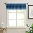 thumbnail image 3 of Hokiten Rod Pocket Curtain Valance, Navy Blue Ombre Stripe Farmhouse Window Valance for Living Room, Bedroom, Kitchen Farmhouse Striped Gradient 42"W x 12"L, 3 of 8