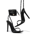 thumbnail image 4 of Womens Stilettos High Heel Strappy Gladiator Sandals Square Open Toe Lace up Heeled Dress Shoes Pumps Black Size 7, 4 of 6