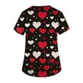 thumbnail image 4 of Valentine Day Nursing Scrubs Womens Love Heart Print Cute V Neck Medical Uniforms Short Sleeve Quick Dry Plus Size Scrub Tops with Pockets Red M, 4 of 5