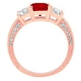thumbnail image 4 of 3.61 ct Emerald Cut Natural Garnet 3 Stone 18K Rose Gold Womens Engagement Ring, 4 of 6