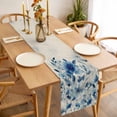 thumbnail image 3 of Blue Ombre Floral Table Runner - 36 Inch Long, Kitchen Dining Table Runner Dresser Scarves, Spring Elegant Flowers Beige Rustic Farmhouse Decor for Coffee Tables Wedding Party Banquet, 3 of 8