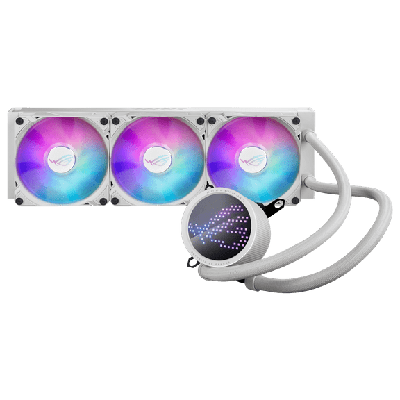 ASUS ROG RYUO III 360 ARGB White Edition All-in-one AIO Liquid CPU Cooler 360mm Radiator, Asetek 8th gen pump solution, Anime Matrix™ LED Display and ROG AF 12S ARGB fan