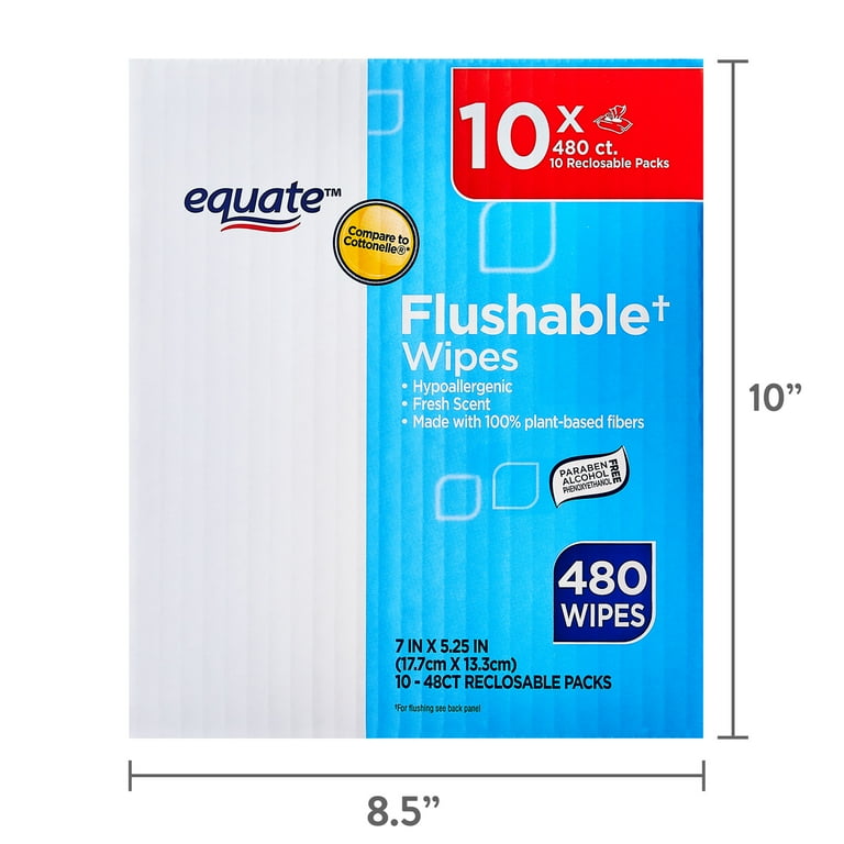 Equate Fresh Scent Flushable Wipes 10 Resealable Packs of 48 Wipes 480 Total Wipes