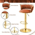 thumbnail image 4 of UIXE 360° Swivel Bar Stools Velvet Upholstered Adjustable Bar Chairs Set of 2 with Back & Footrest for Home and Kitchen, Orange, 4 of 6