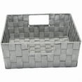 thumbnail image 2 of LUREX STRIPED WOVEN STRAP LARGE SHELF TOTE W/ OPEN HANDLES- 13x15x5-HEATHER GREY/ SILVER, 2 of 3