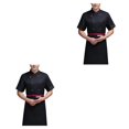 thumbnail image 4 of Cateissary Uniforme de Chef, delantal de cocina de verano de manga corta con bolsillos delanteros, camisas de costura cómodas para hombres para Type5 NO5, 4 of 6