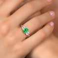 thumbnail image 4 of Gem Stone King 18K Rose Gold Plated Silver Green Zirconia and White Zirconia Filigree Style 3 Stone Ring for Women (2.07 Cttw, Oval 8X6MM and 6X4MM) (Size 5), 4 of 6