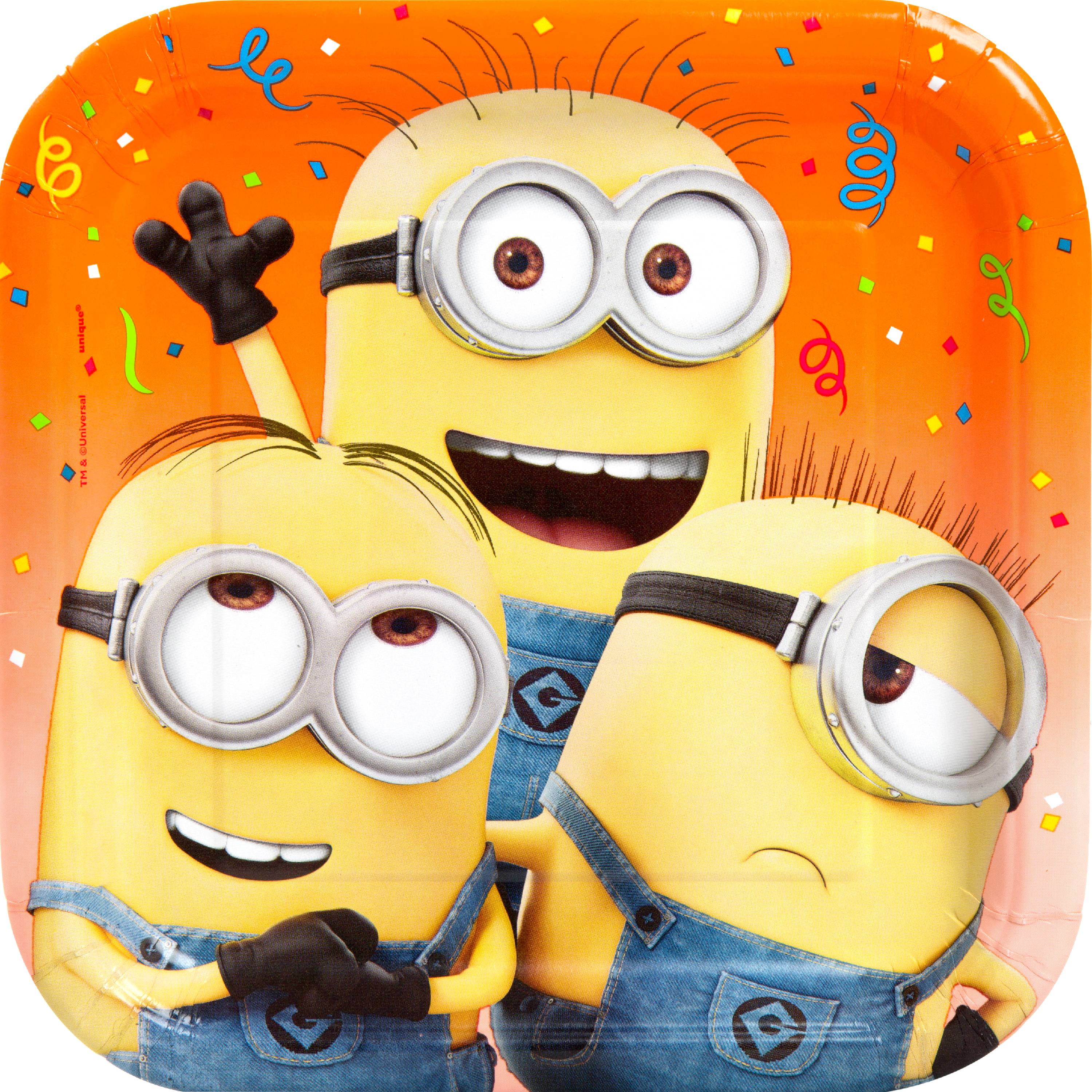 Square Despicable Me Minions Paper Dinner Plates, 9in, 24ct