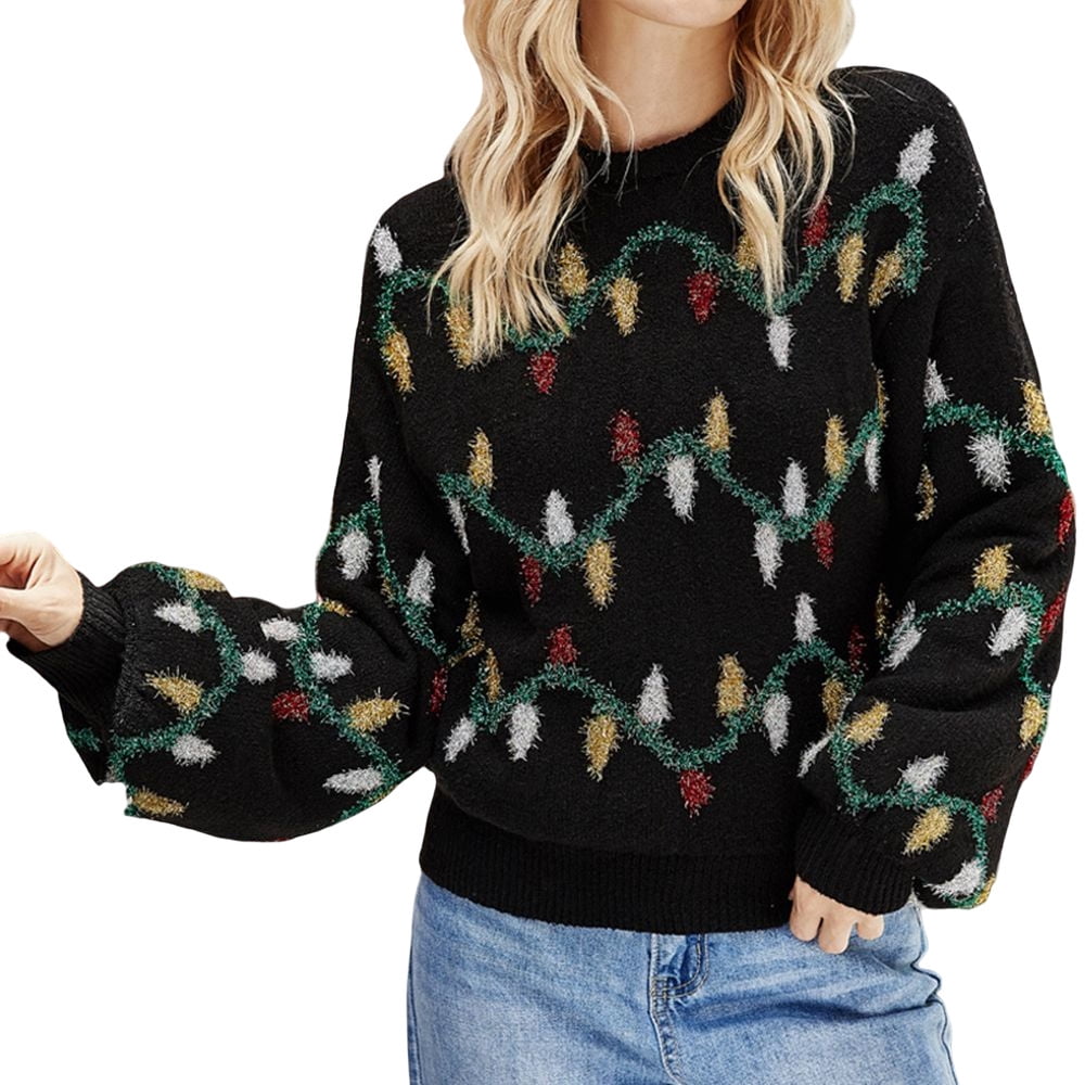 Christmas Sweater Women Cute Santa Warm Knitted Oneck 【SALE】